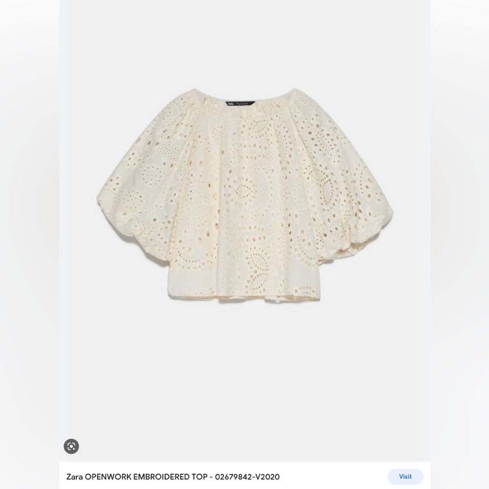 Zara open work embroidered top